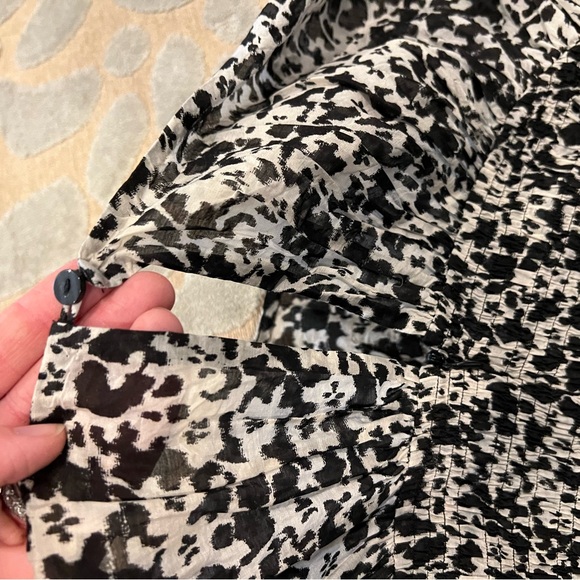 Rebecca Taylor Black Patterned Cotton Silk Midi Dress Small - Picture 5 of 7